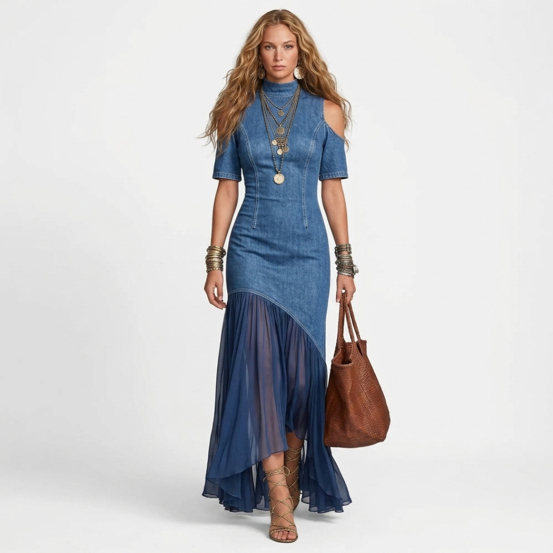 Nicolly - Lang denim kjole