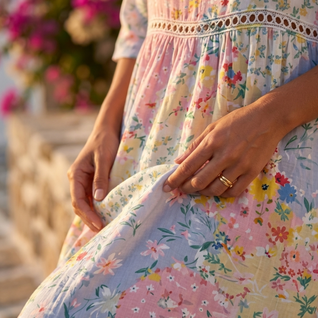 Delphine - Kjole med blomster