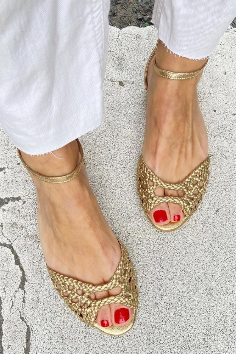 Isadora | Flettet Sandaler i Guld