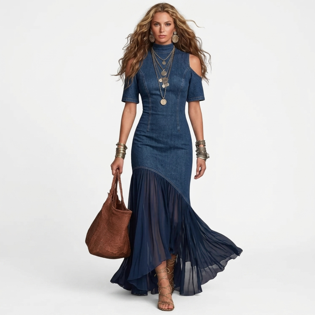Nicolly - Lang denim kjole