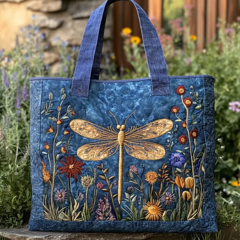 Pudebetrukket Taske - Gylden Libelle