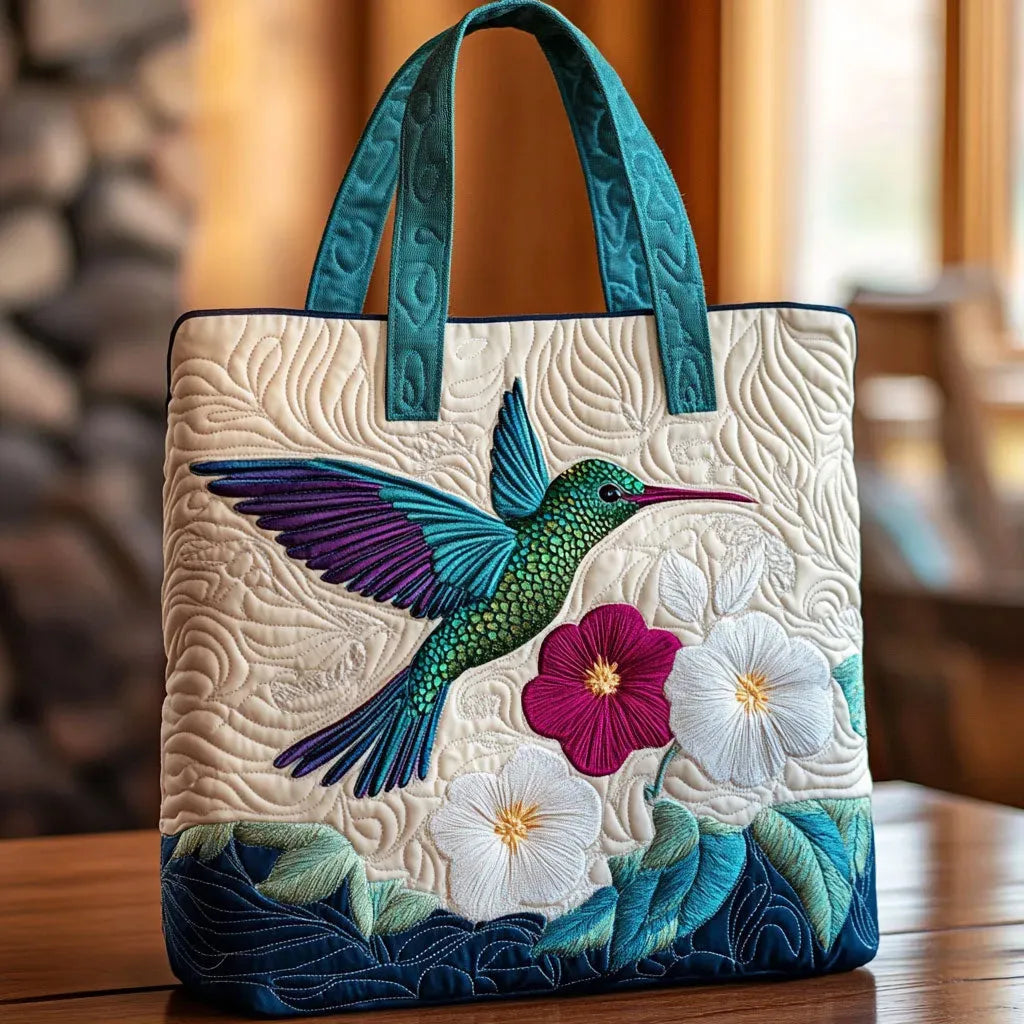 Sæk Matelassé - Colibri og Hvid Blomst