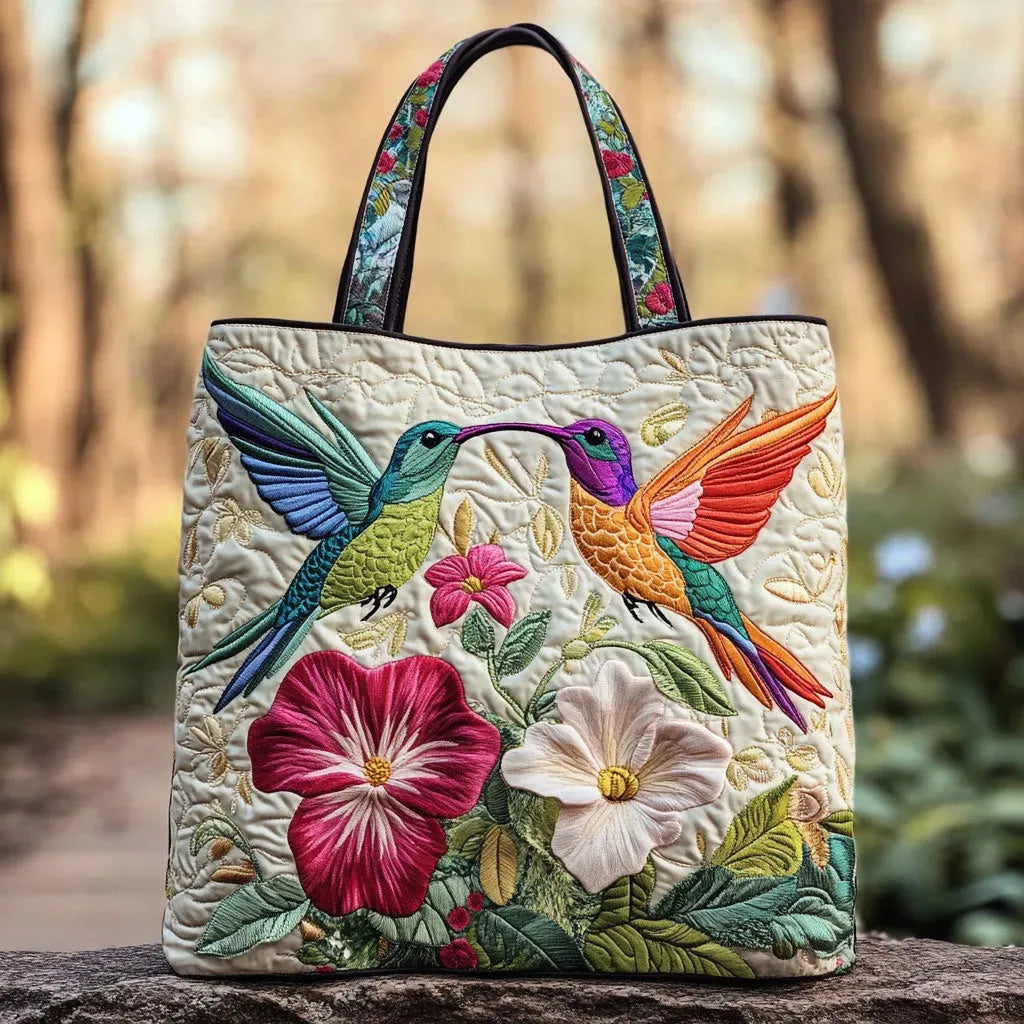 Sac Matelassé - Kolibri og Hvide Blomster