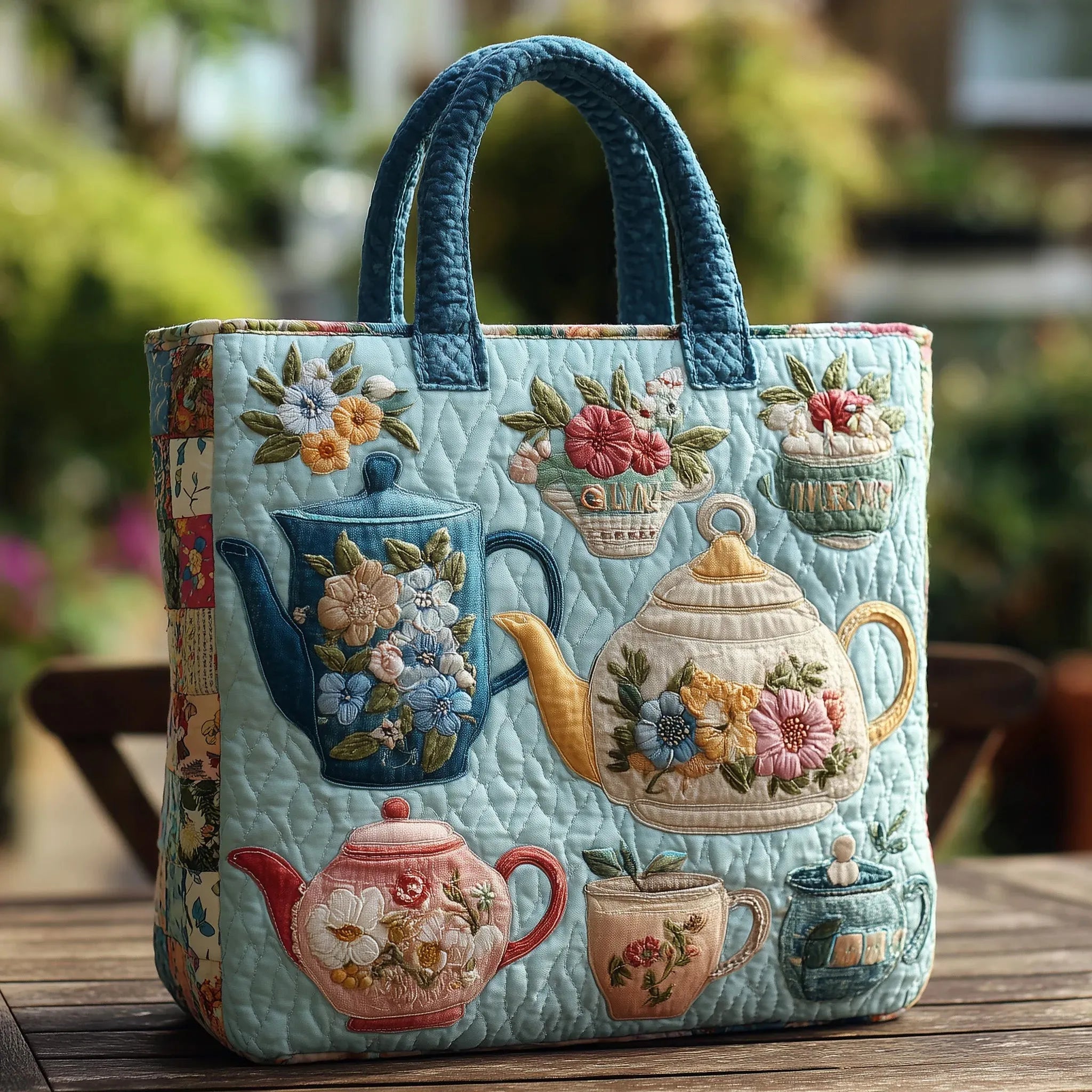 Quiltet Taske - Blomster Mønster