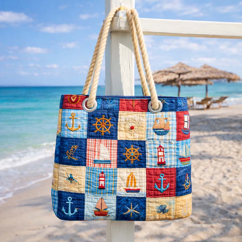 Håndlavet Strandtaske | Maritim Patchwork