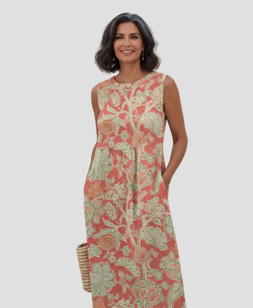 Yvonne | Midi Kjole med Blomster