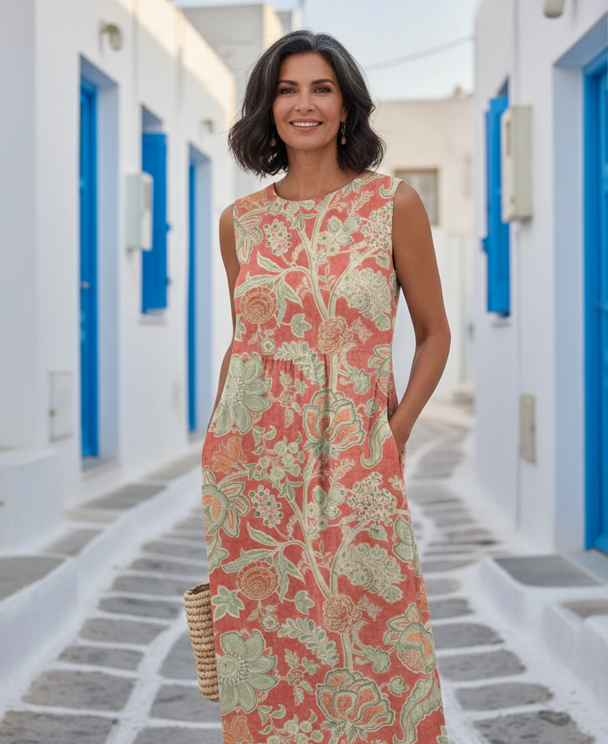 Yvonne | Midi Kjole med Blomster