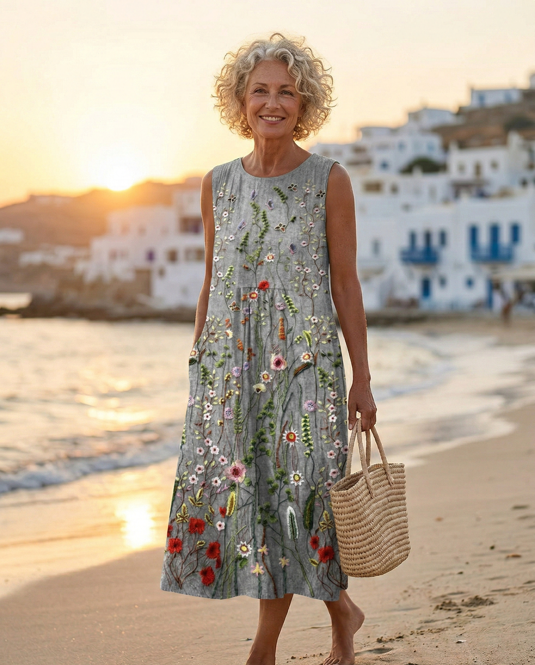 Thalia | Vilde Blomster Midi Kjole