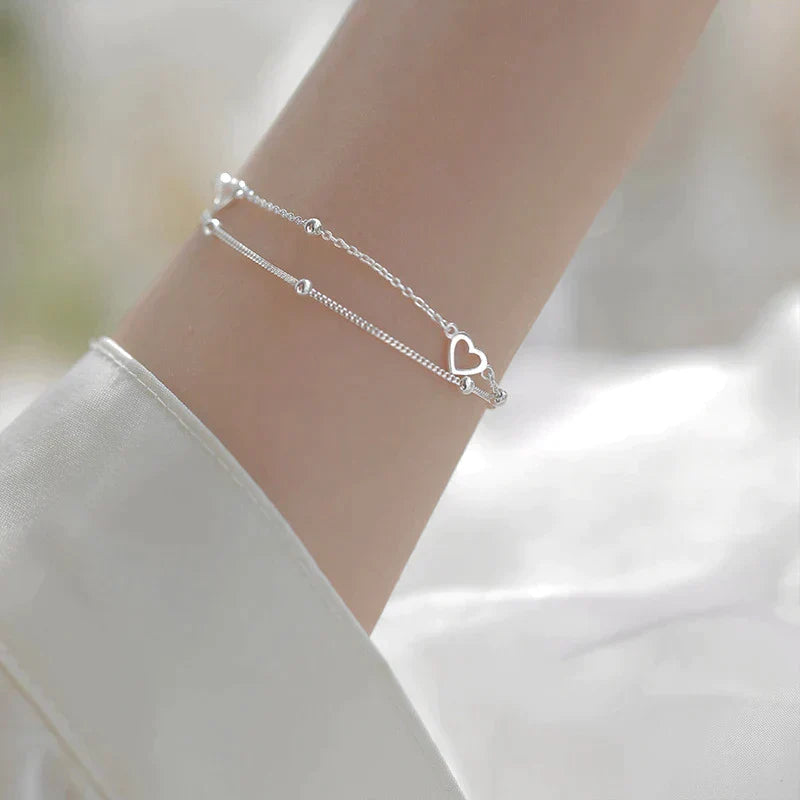 Justerbart armbånd med hjerte i sølv