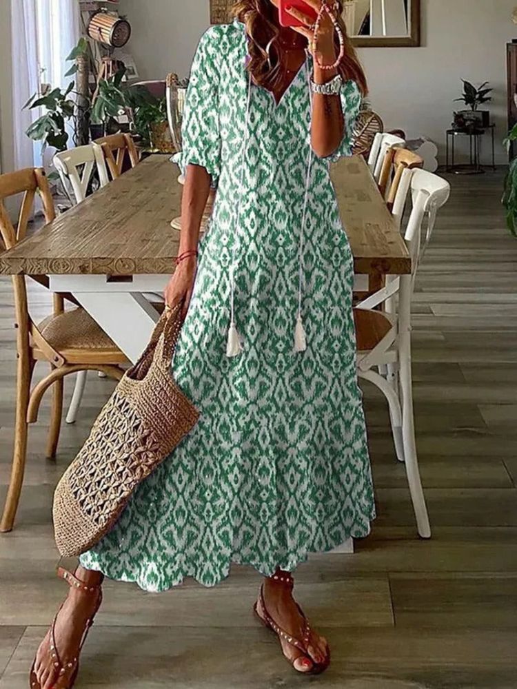 Kleoniki - Elegant fløjl maxi kjole med blomster