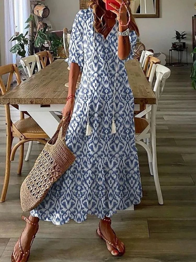 Kleoniki - Elegant fløjl maxi kjole med blomster
