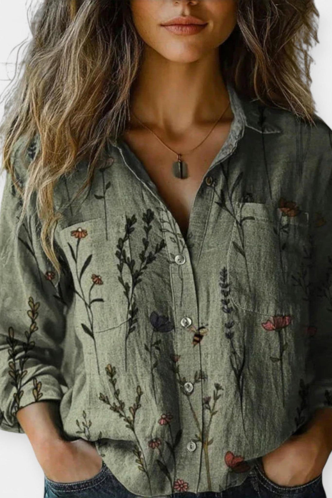 Mille | Vintage mønsterbluse