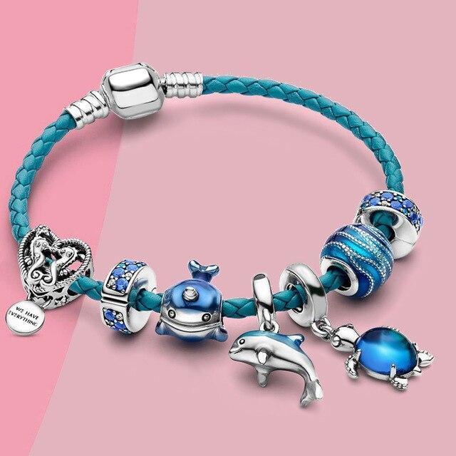 Ocean Armbånd + vedhæng inkluderet i læder og sølv
