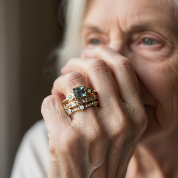 Sada Vintage Ring med Blå Krystaller