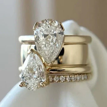 Vintage Ring med Dobbelt Dråbe i Zirkonia