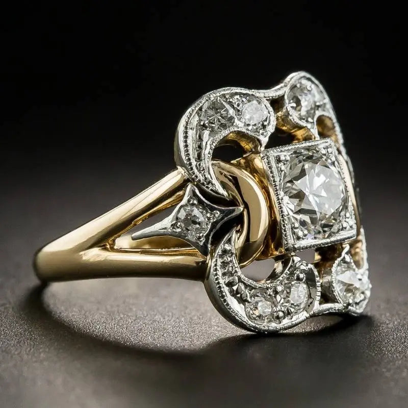 Vintage guld ring med zirkon