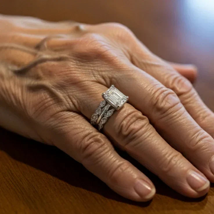 Vintage ring i sølv med blanke lag