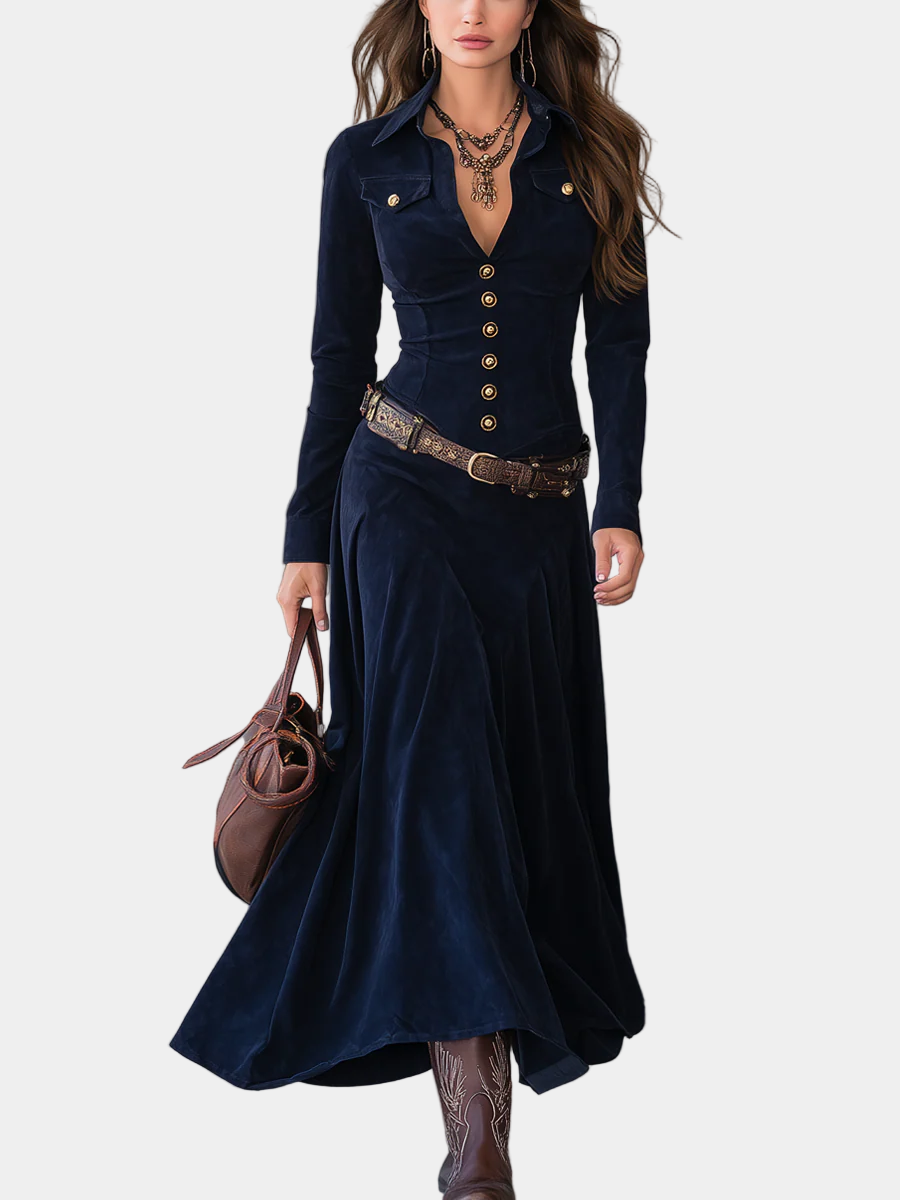 Christina - Bred suede kjole med slids