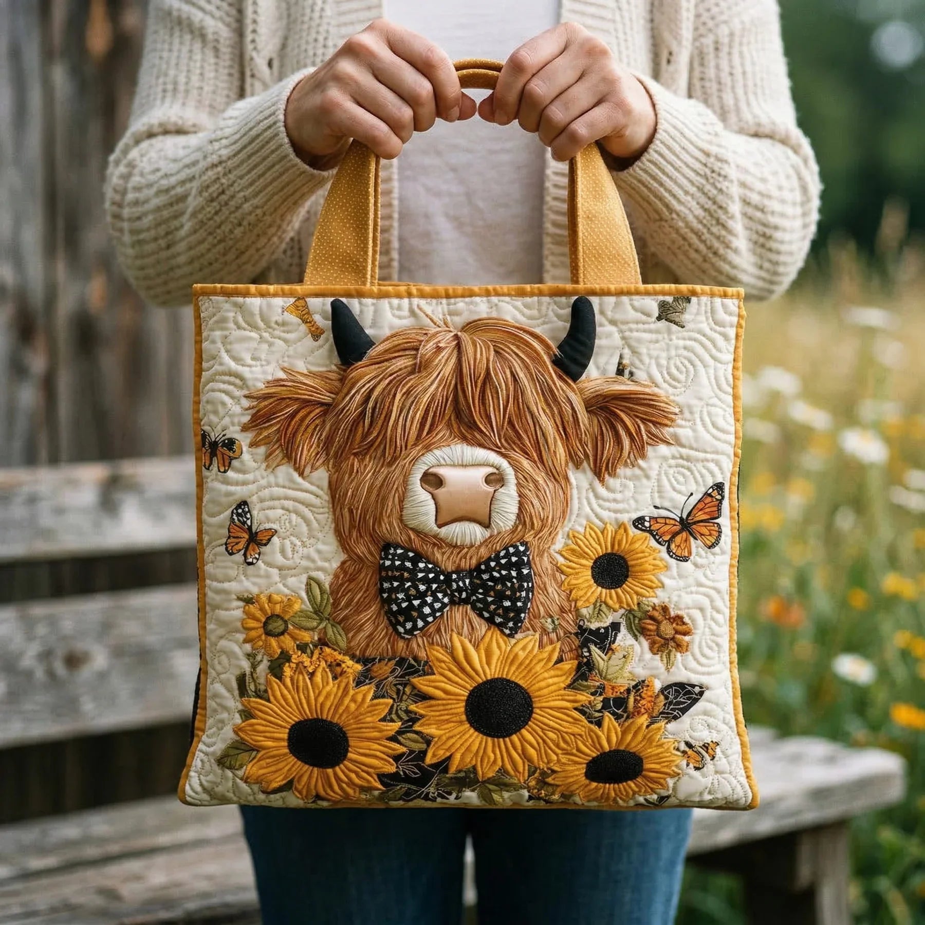 Pudretaske - Highland Cattle med Solsikker